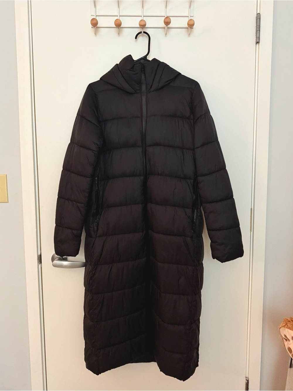 Women's Long Black Hooded Puffer Coat